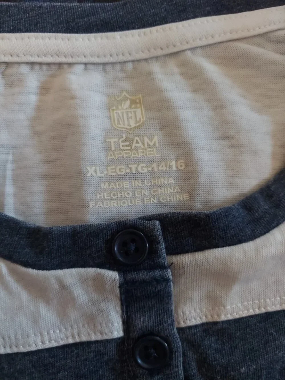 Los Angeles Rams Girls T Shirt Size XL 14/16 Henley Jersey Style Sparkle Logo